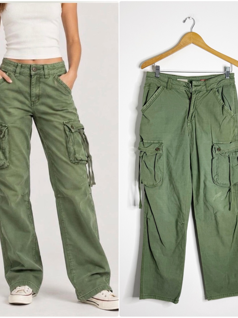 Pilcro Anthropologie Cargo Pants Size 26 Green Utility Cotton